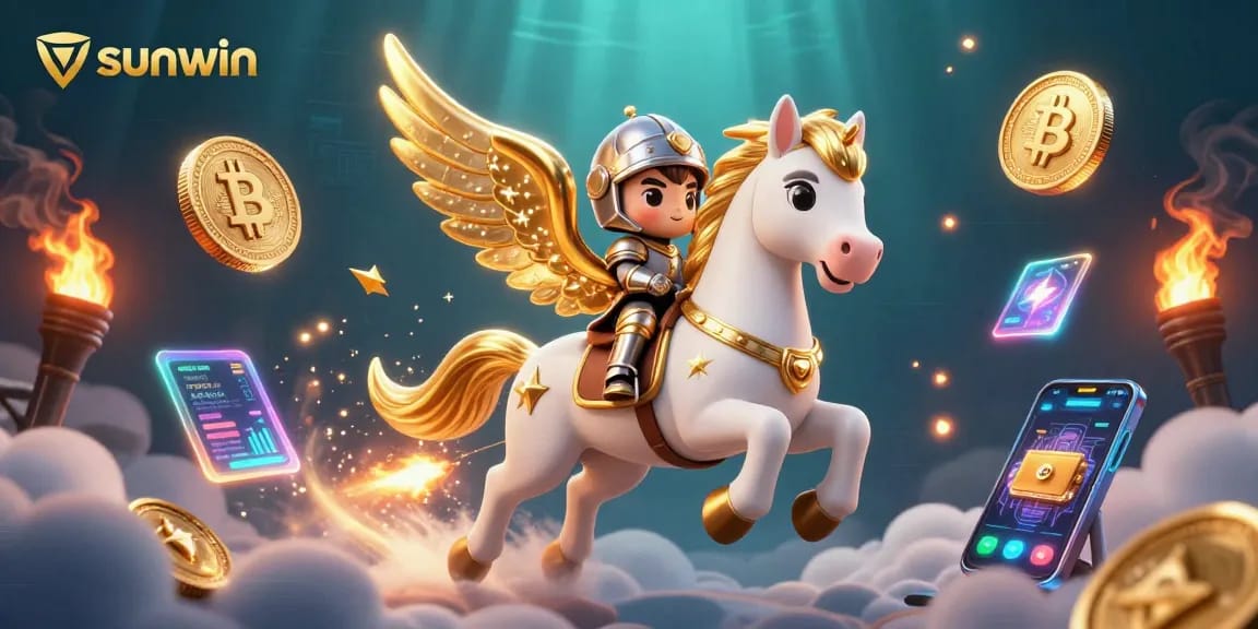 Engage in thrilling activities at sunwin, featuring a celestial horse and crypto coins.