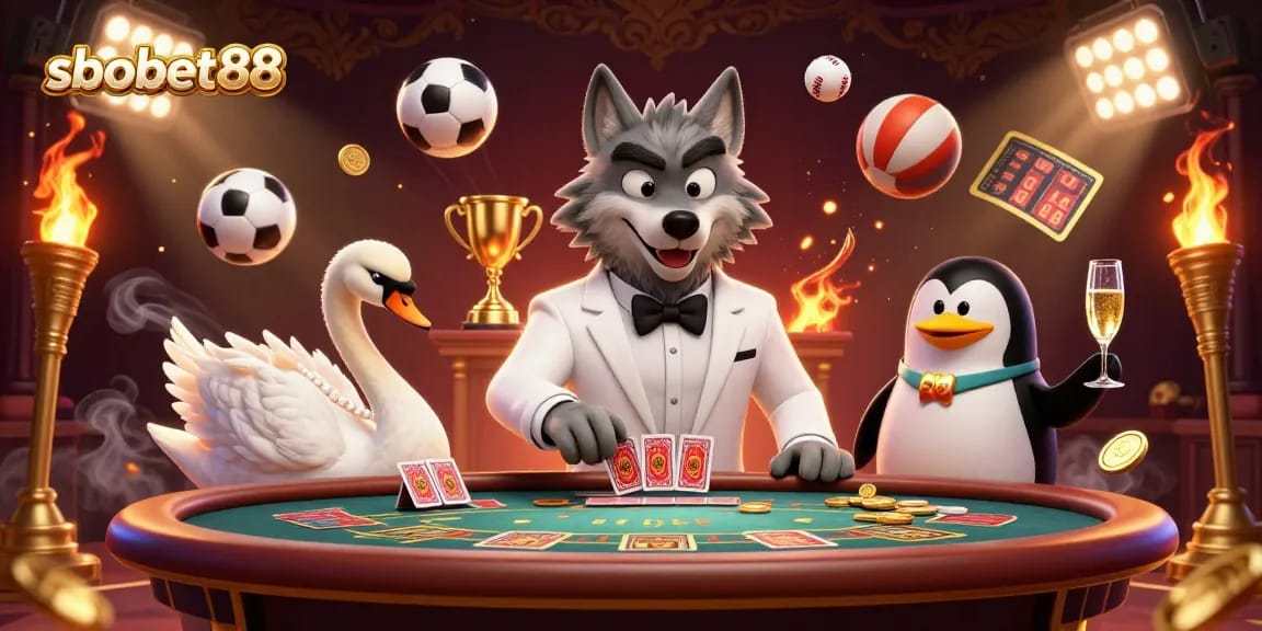 Experience sbobet88 with a lively casino scene showcasing excitement and dynamic sports betting elements.