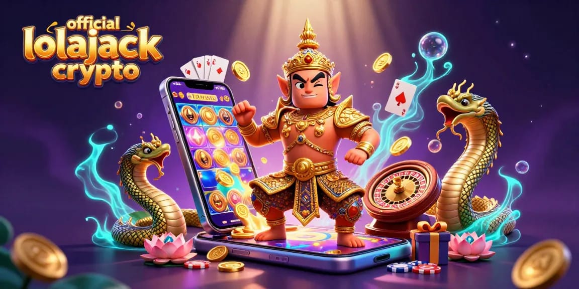 Engage with official lolajack crypto at this vibrant, detailed 3D casino scene featuring thrilling games and wins.