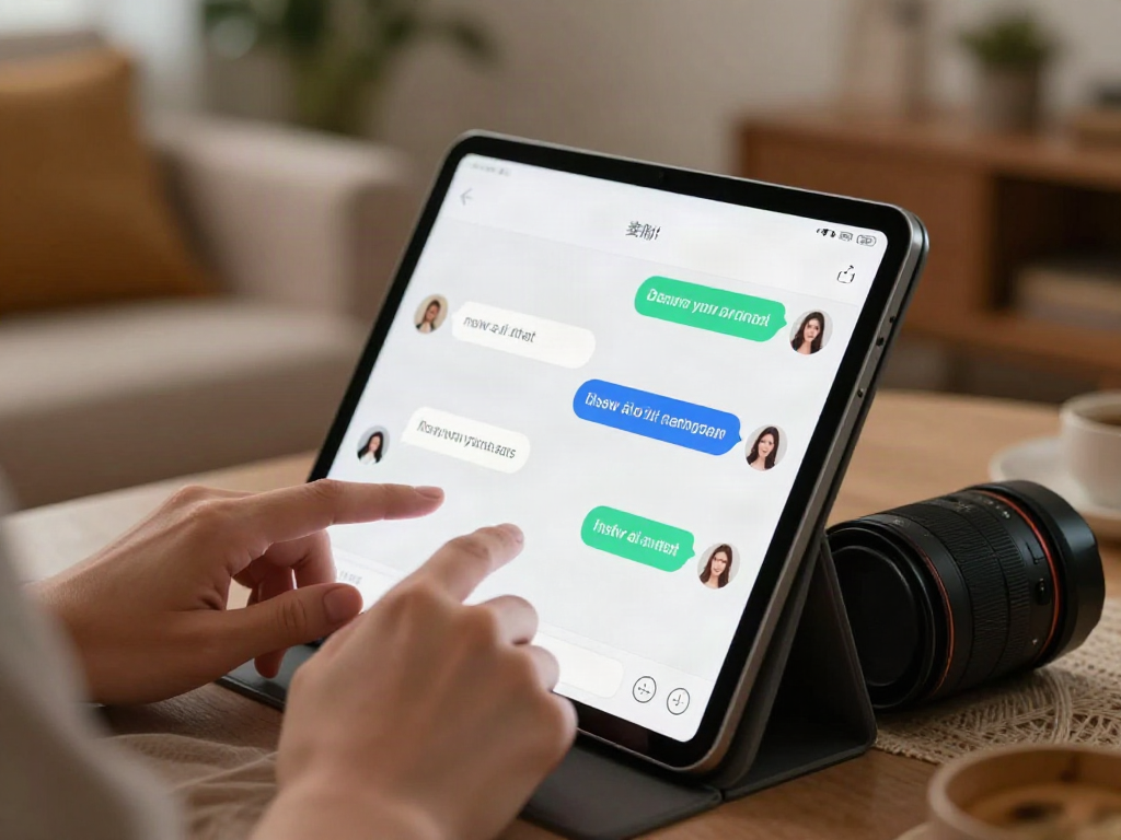Engaging nsfw ai chat on a sleek tablet in a cozy home setting.