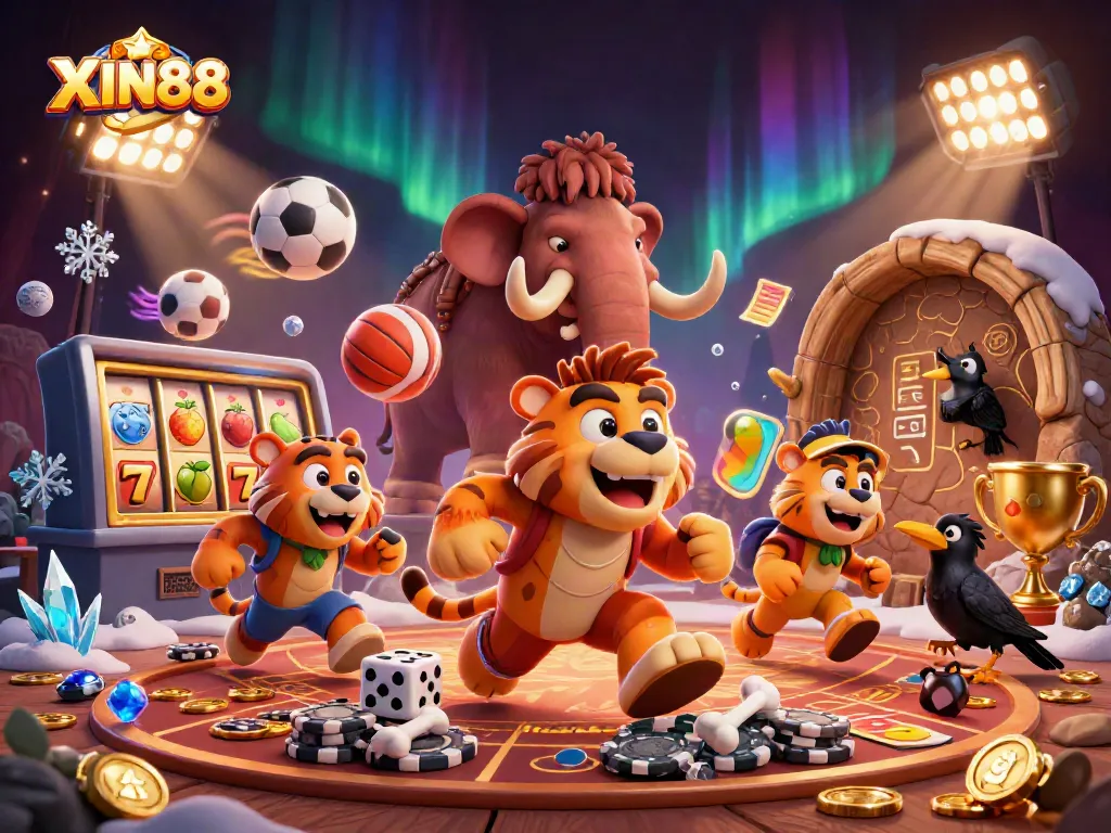 XIN88 elevates the gaming experience with a dynamic prehistoric casino filled with vibrant elements.