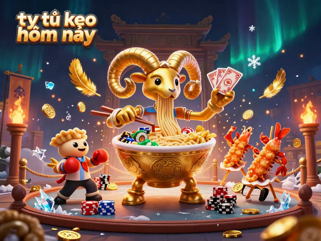 Experience the thrills of tỷ lệ kèo hôm nay with dynamic characters in an animated casino scene.