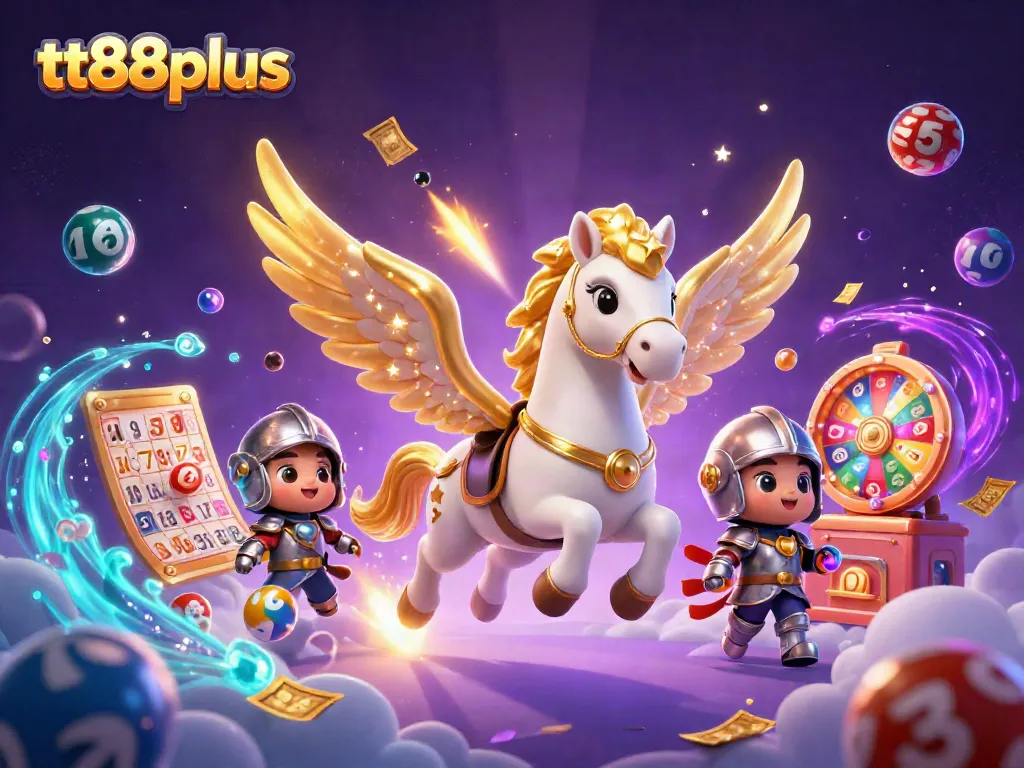 Engage in thrilling gameplay at tt88plus with vibrant lottery balls and a magical casino scene.