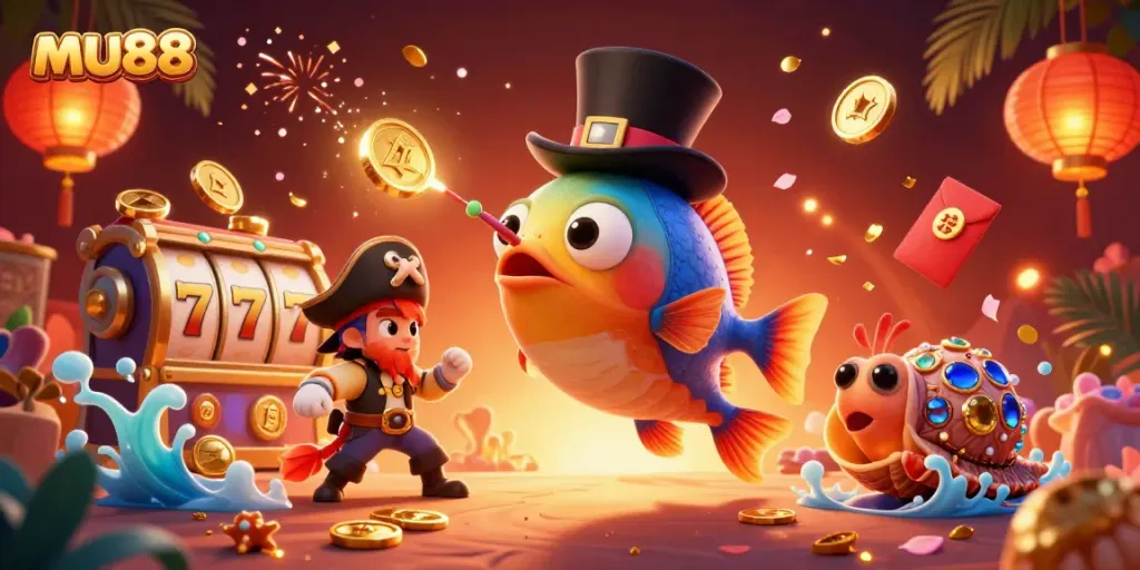 Engage in thrilling gameplay with mu88's jackpot slots featuring vibrant characters and glowing rewards