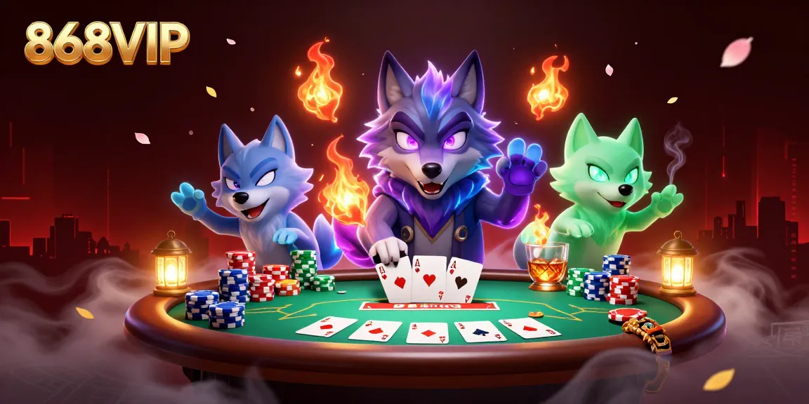 Win big at 868VIP with an energetic scene of poker and strategy on display.