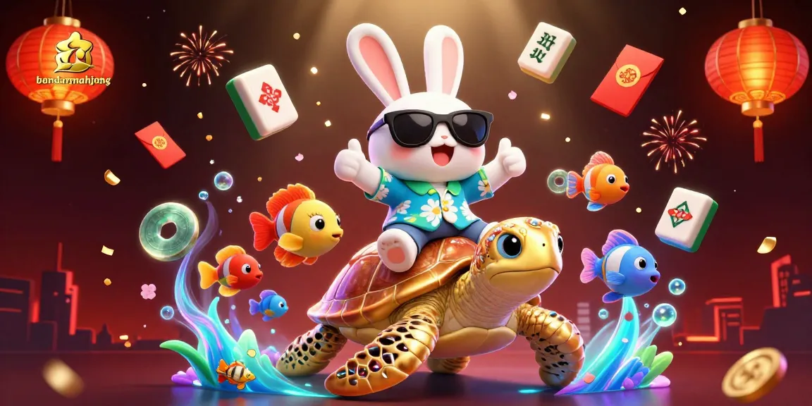 Experience the thrill of bandarmahjong with colorful 3D characters and mahjong tiles in a vibrant casino scene.