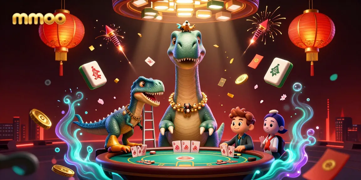 Play exciting games at mmoo, featuring a vibrant and dynamic casino scene with animated characters and elements.