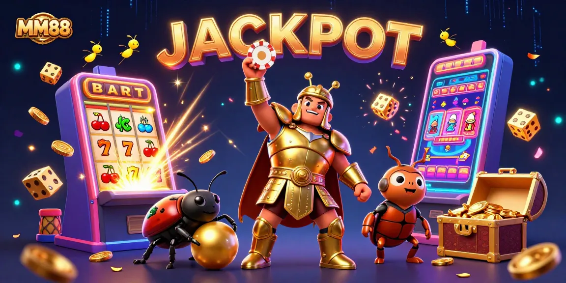 MM88 showcases an intense casino victory scene with vibrant characters and immersive gaming elements.