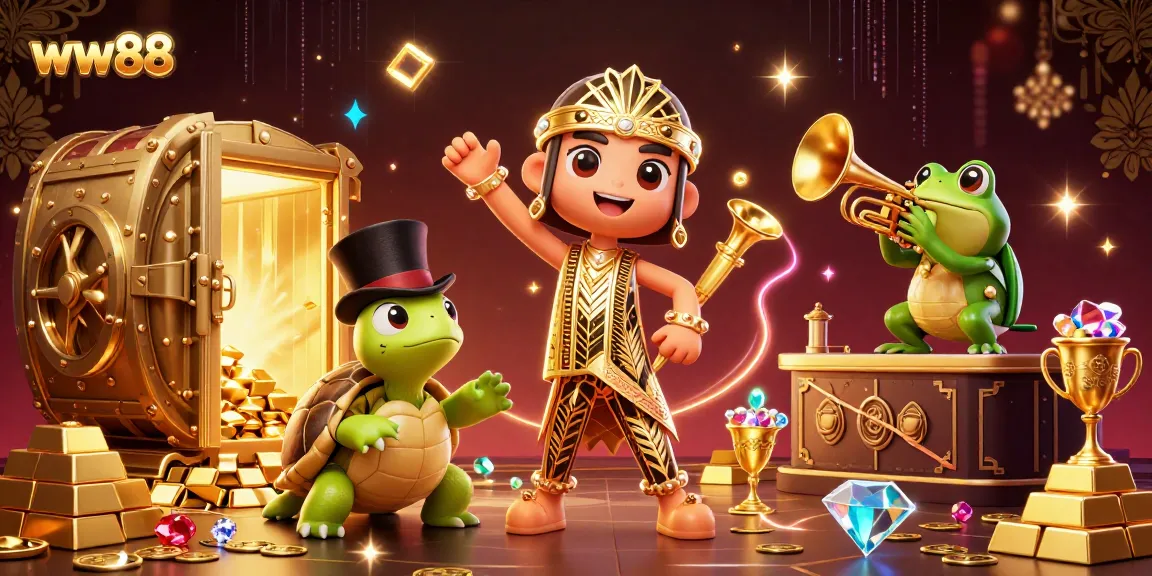 Engage in thrilling gameplay at ww88 with gold treasures and vibrant casino characters.